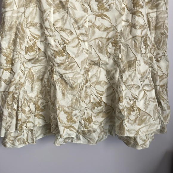 Coldwater Creek Gold Glittery Floral Foliage Ruffle Bottom MIDI Skirt size XL 18 - Picture 4 of 15